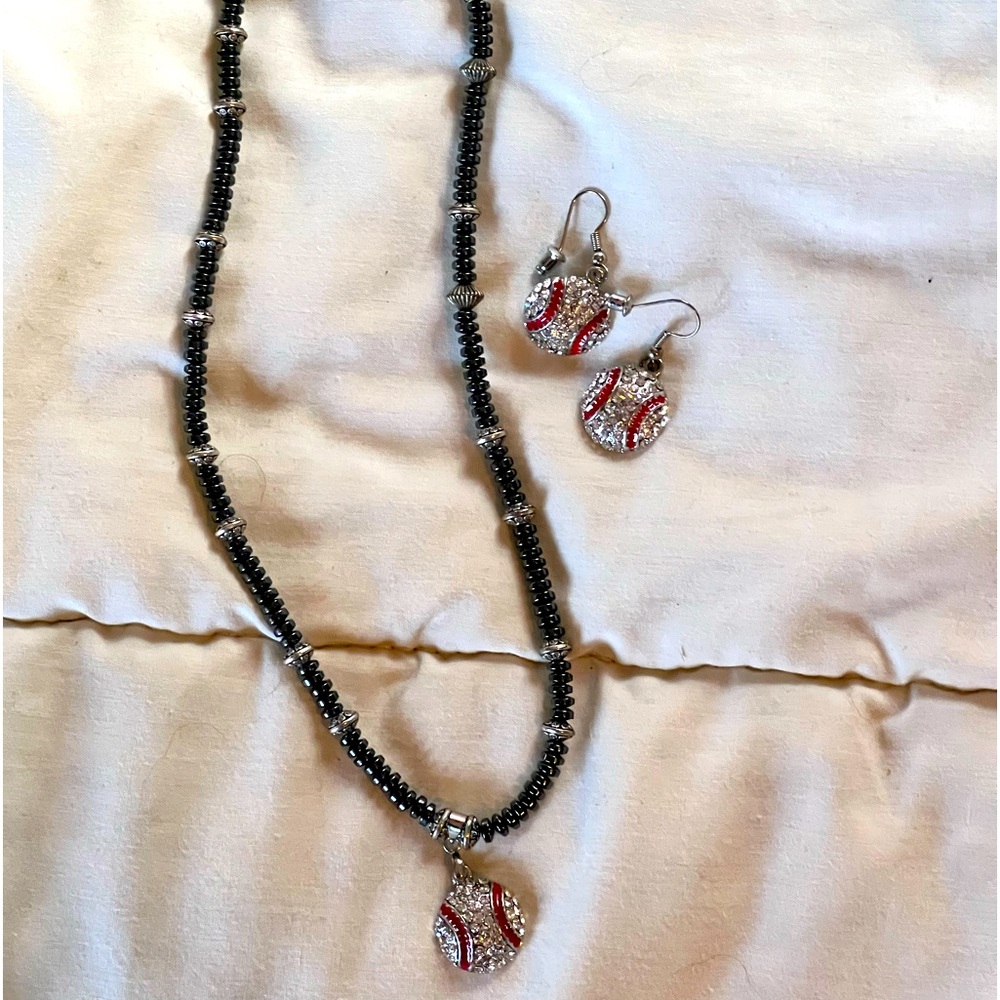 Matching baseball mom necklace and earrings